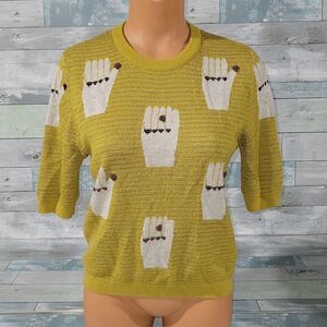 Somsom Mustard Yellow Nail Sweater sz Large